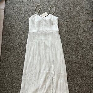 Wave Textured Pearl Strap Midi Dress Rihoas